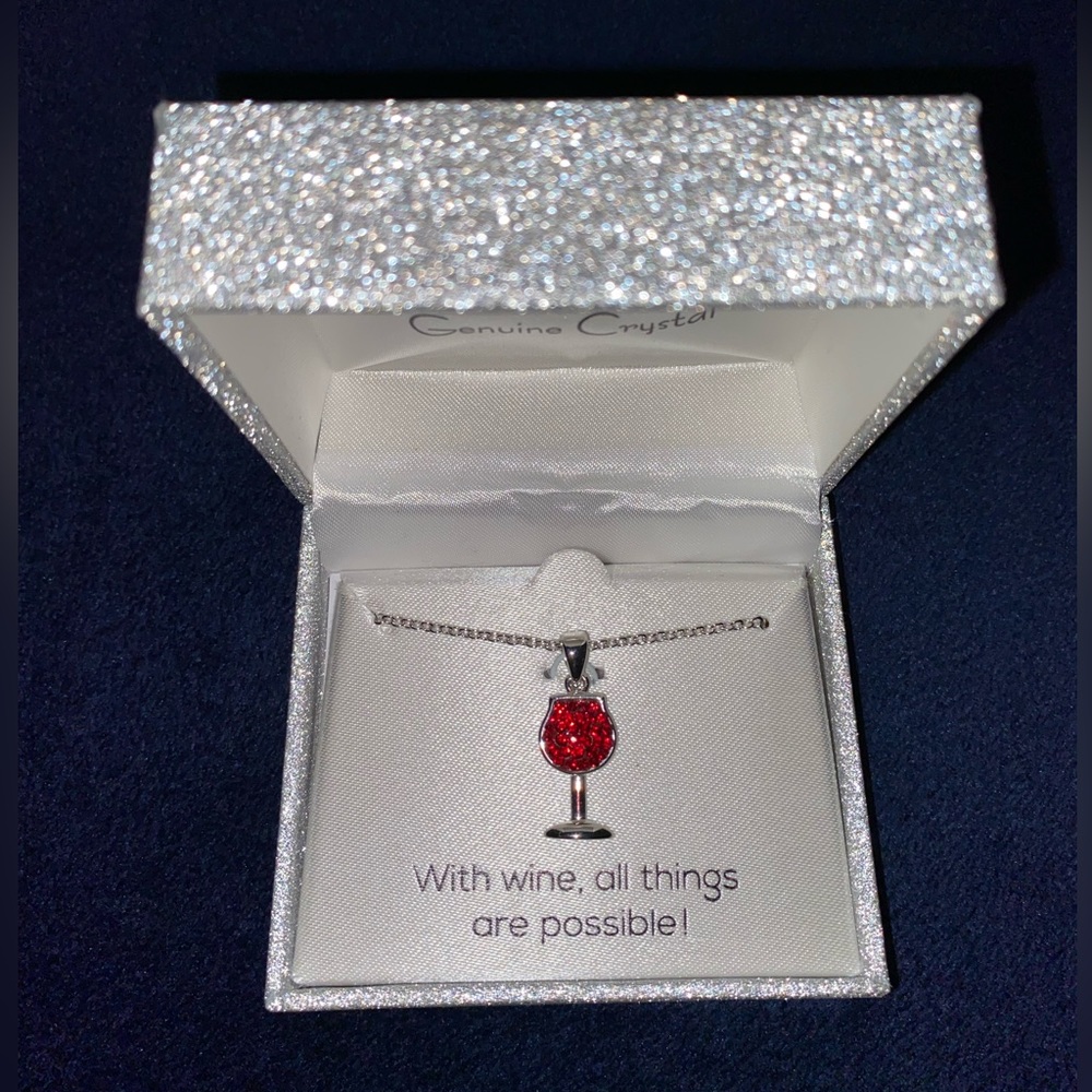 Red Wine Fine Silver Plated Genuine Crystal Necklace